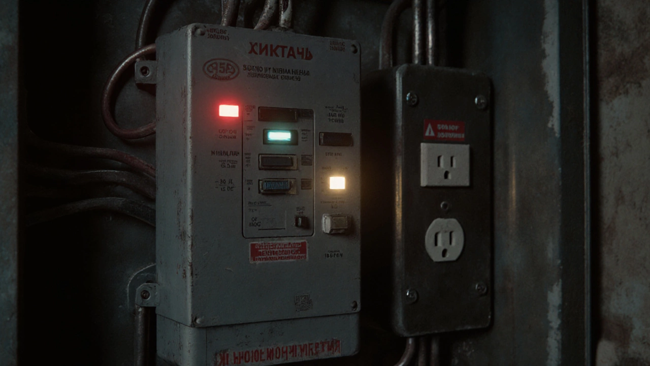 Электрощиток с автоматом на 25 А и маркировкой запрета одновременного включения приборов.