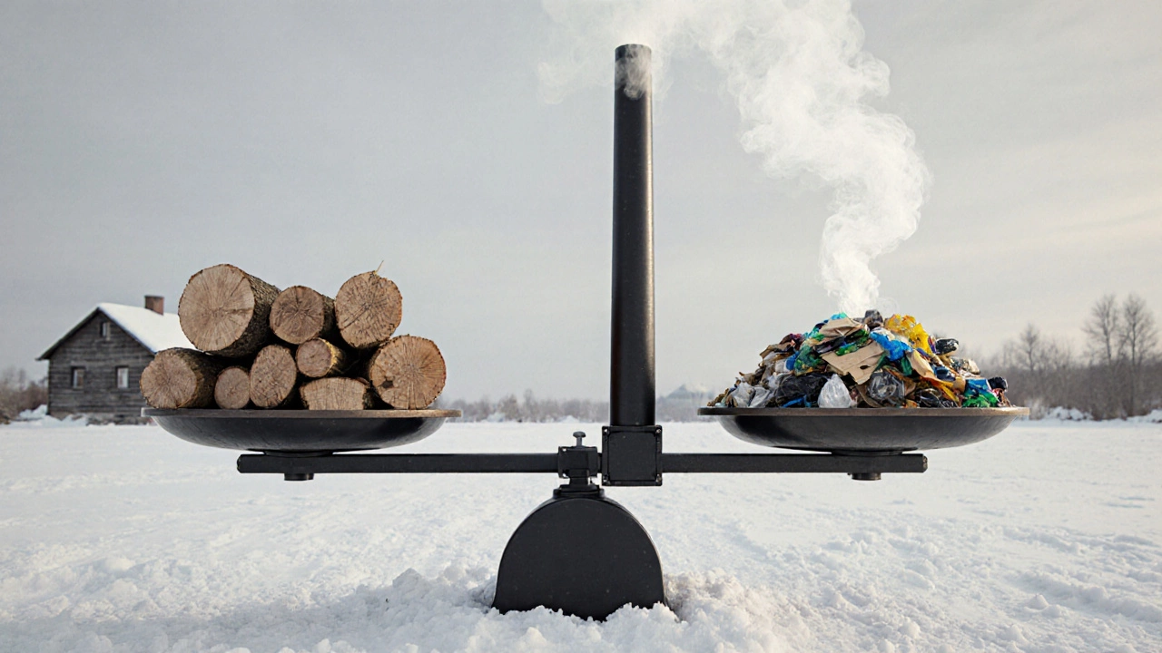 Весы баланса: чистое сгорание против дыма от неправильного топлива.