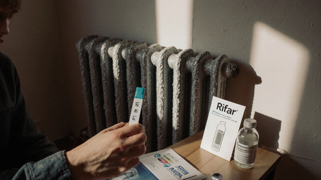 Житель Казани проверяет pH воды перед установкой радиатора в старом доме.