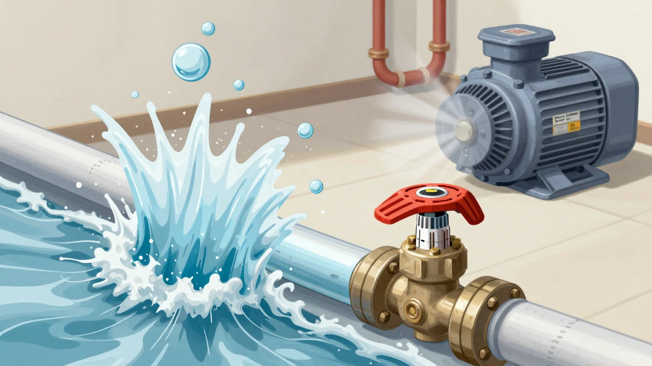 Гидроудар в системе отопления: волна давления растягивает трубу, воздух застрял в верхней точке.