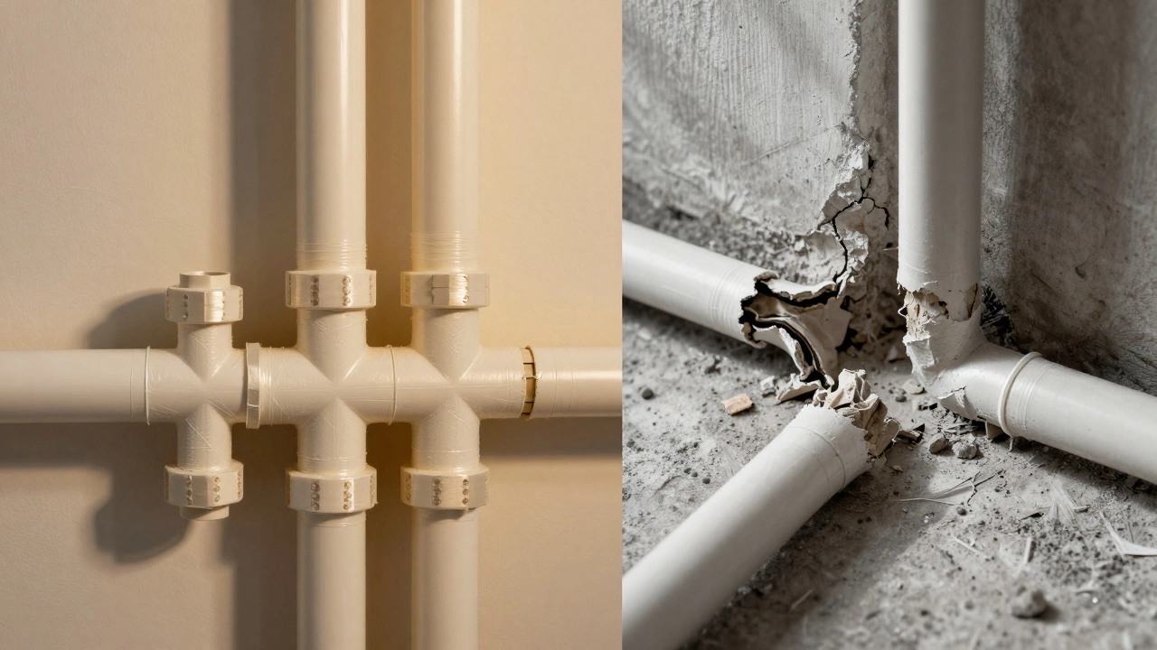 Сравнение правильной и неправильной установки полипропиленовых труб: с компенсаторами и без.