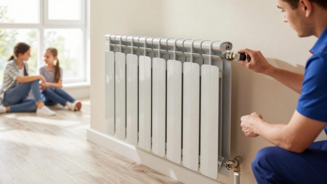 Биметаллический радиатор в современной квартире с семьёй